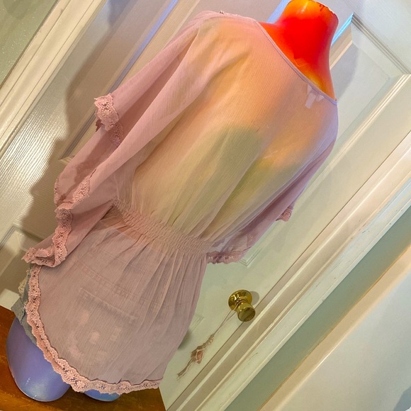 CANDIE’s Beautiful Elegant Lace Trim Blouse - Mauve - Picture 7 of 15